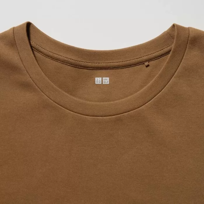 Uniqlo Cotton Crew Neck Long Sleeve T-shirt Women Brown