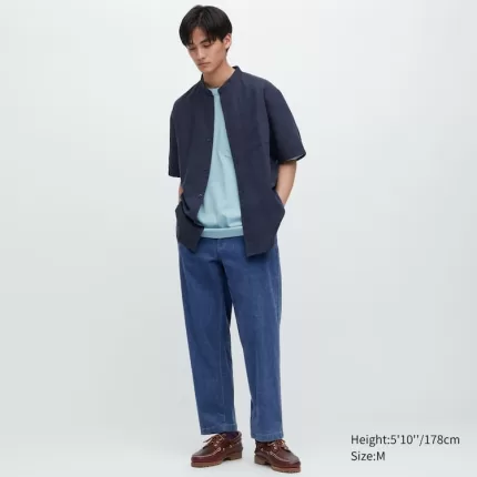 Uniqlo Cotton Denim Relaxed Fit Ankle Length Men’s Homewear Blue