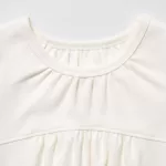 Uniqlo Cotton Gathered Crew Neck Long Sleeved Baby T-Shirt White