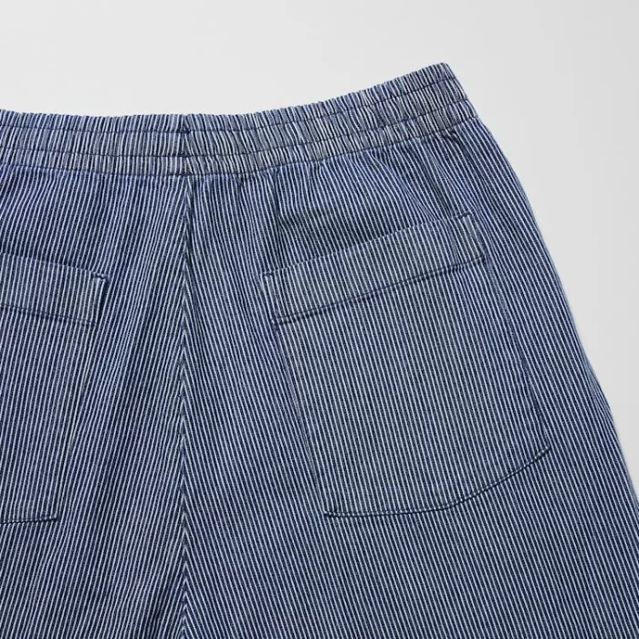 Uniqlo Cotton Hickory Relaxed Fit Ankle Length Men’s Pants Blue