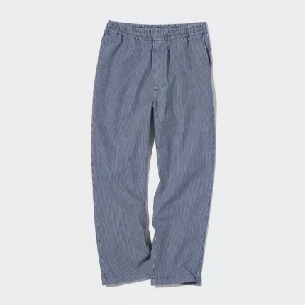 Uniqlo Cotton Hickory Striped Relaxed Fit Ankle Length Men’s Loungewear Blue