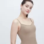 Uniqlo Cotton Lace Camisole Tops Women Khaki