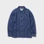 Uniqlo Cotton Linen Blend Utility Men’s Jackets Blue