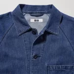 Uniqlo Cotton Linen Blend Utility Men’s Jackets Blue