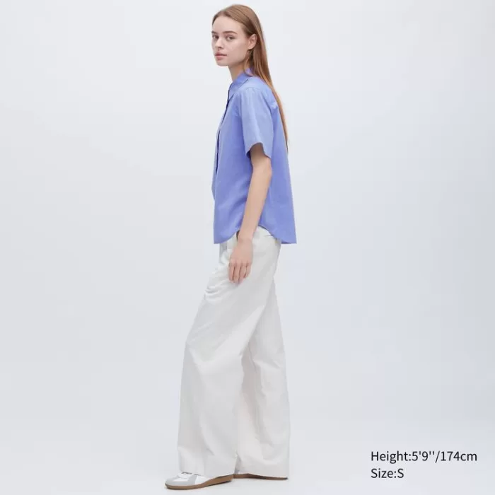 Uniqlo Cotton Short Sleeved Women’s Shirts Blue