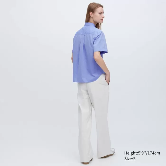 Uniqlo Cotton Short Sleeved Women’s Shirts Blue