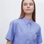 Uniqlo Cotton Short Sleeved Women’s Shirts Blue