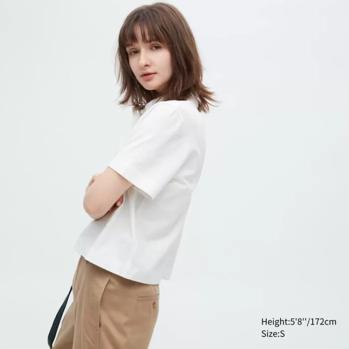 Uniqlo Cropped Relaxed Fit Short Sleeved T-shirt Women White