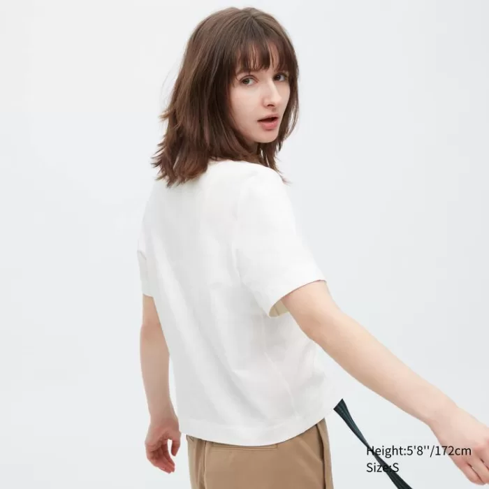 Uniqlo Cropped Relaxed Fit Short Sleeved T-shirt Women White