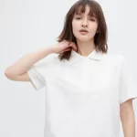 Uniqlo Cropped Relaxed Fit Short Sleeved Women’s White Shirts