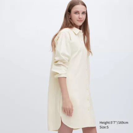 Uniqlo Denim Long Sleeved Dress Women White