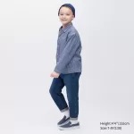 Uniqlo Denim Striped Overshirt Jackets Kids Blue