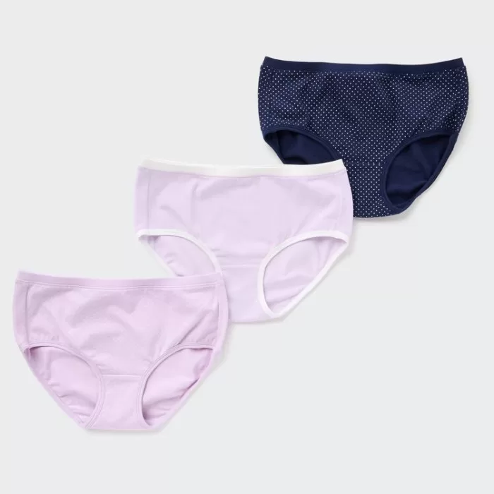 Uniqlo Dotted Hiphugger Underwear (Three Pairs) Kids Pink Navy