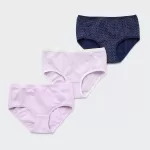 Uniqlo Dotted Hiphugger Underwear (Three Pairs) Kids Pink Navy