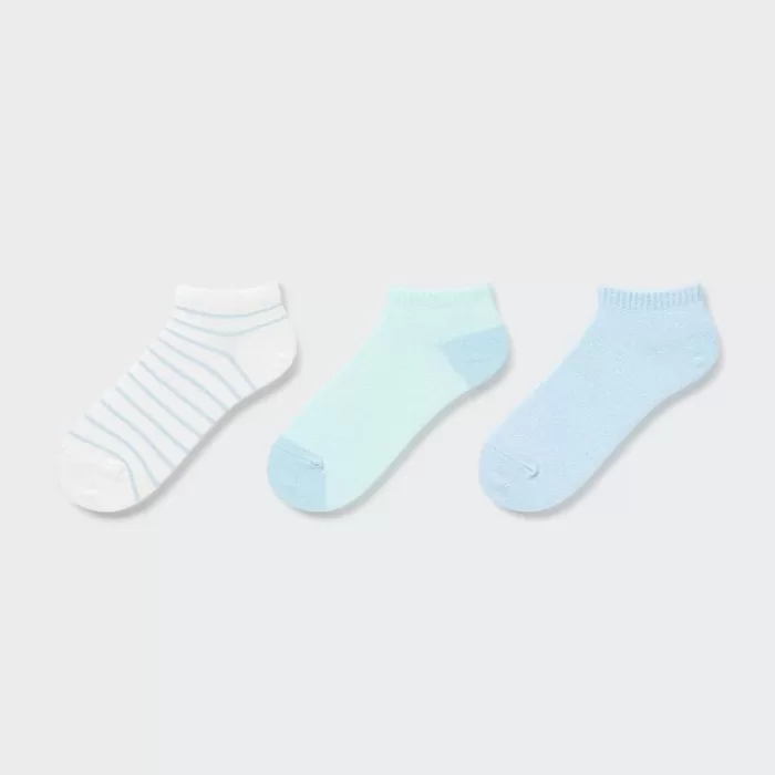 Uniqlo Dotted Short Socks (Three Pairs) Kids Blue White