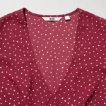 Uniqlo Dotted V Neck Long Sleeved Mini Dress Women Red