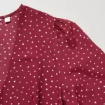 Uniqlo Dotted V Neck Long Sleeved Mini Dress Women Red