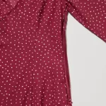 Uniqlo Dotted V Neck Long Sleeved Mini Dress Women Red