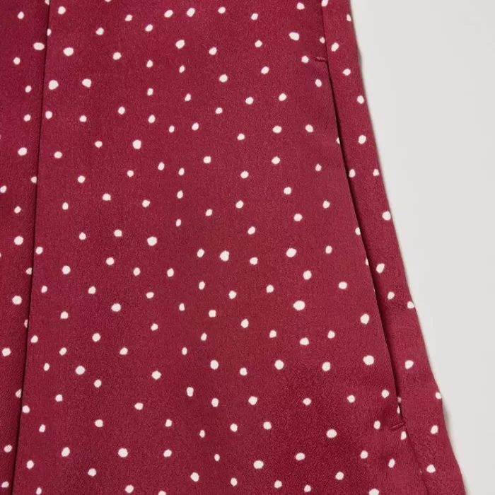 Uniqlo Dotted V Neck Long Sleeved Mini Dress Women Red