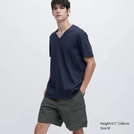 Uniqlo Dry Colour V Neck T-shirt (2020 Season) Men’s Navy Blue