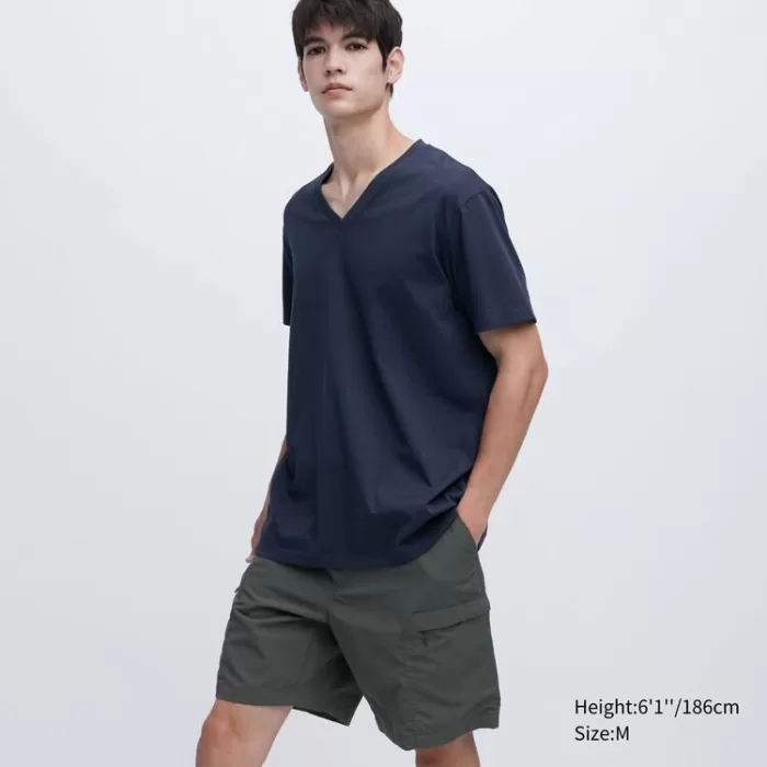 Uniqlo Dry Colour V Neck T-shirt (2020 Season) Men’s Navy Blue