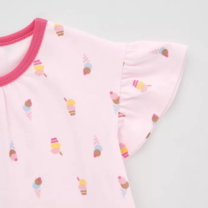 Uniqlo Dry Ice Cream Print Short Sleeved Baby Pink Home Clothes