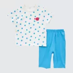 Uniqlo Dry Picturebook Ut Short Sleeved Baby Home Clothes Blue White