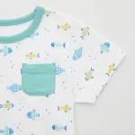 Uniqlo Dry Short Sleeved Baby Home Clothes Green White