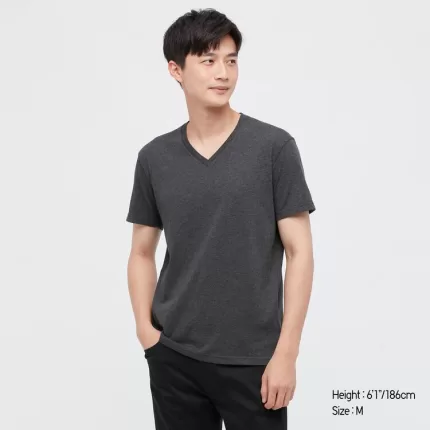 Uniqlo Dry V Neck Men’s T-Shirt Dark Grey