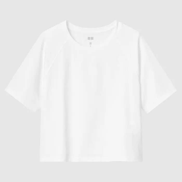 Uniqlo Dry-ex Crew Neck Cropped T-shirt Women White