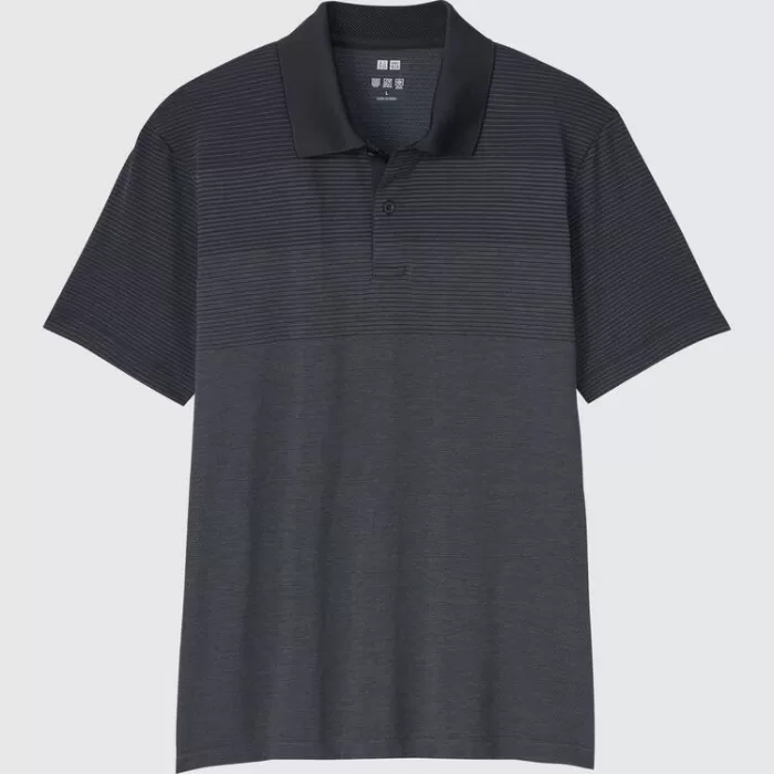 Uniqlo Dry-ex Striped Polo Shirt Men Black