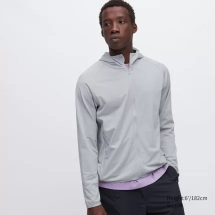 Uniqlo Dry-ex Uv Protection Zipped Men’s Sweatshirts Light Grey