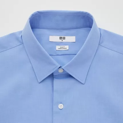 Uniqlo Easy Care Broadcloth Stretch Slim Fit (Regular Collar) Men’s Shirts Blue