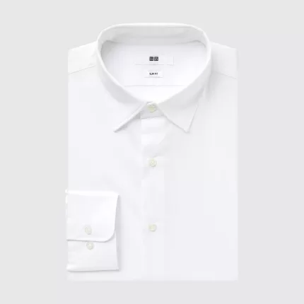 Uniqlo Easy Care Broadcloth Stretch Slim Fit (Regular Collar) Men’s White Shirts