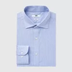 Uniqlo Easy Care Checked Stretch Slim Fit (Semi-cutaway Collar) Men’s Shirts Blue