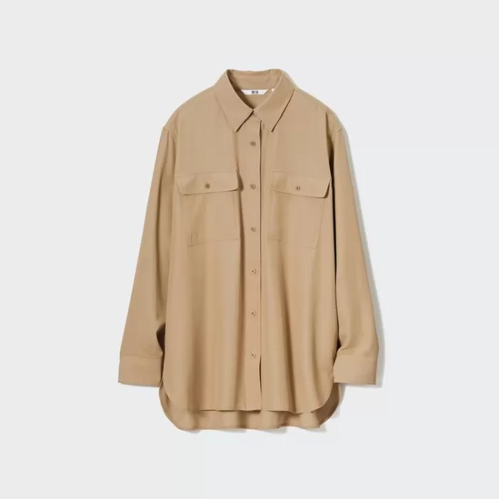 Uniqlo Easy Care Long Sleeved Women’s Shirts Beige