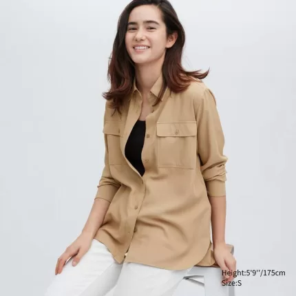 Uniqlo Easy Care Long Sleeved Women’s Shirts Beige