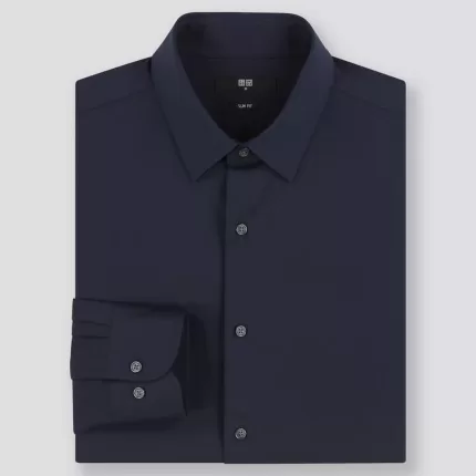 Uniqlo Easy Care Slim Fit Shirts (2020 Season) Men Navy Blue