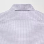 Uniqlo Easy Care Stretch Slim Fit Checked (Button-down Collar) Shirts Men Purple