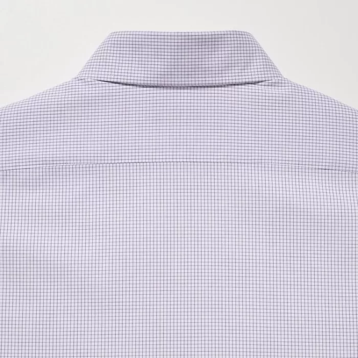 Uniqlo Easy Care Stretch Slim Fit Checked (Button-down Collar) Shirts Men Purple