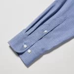 Uniqlo Easy Care Stretch Slim Fit Checked (Semi-cutaway Collar) Men’s Shirts Blue