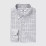 Uniqlo Easy Care Stretch Slim Fit Checked Shirts (Button-down Collar) Men Brown