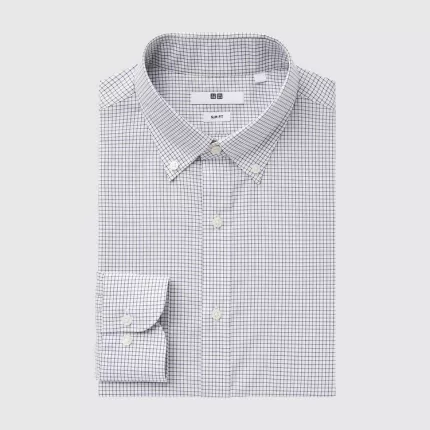 Uniqlo Easy Care Stretch Slim Fit Checked Shirts (Button-down Collar) Men Brown