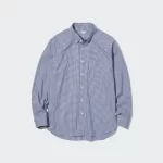 Uniqlo Extra Fine Cotton Broadcloth Checked (Button-down Collar) Men’s Shirts Blue