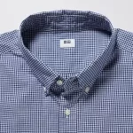 Uniqlo Extra Fine Cotton Broadcloth Checked (Button-down Collar) Men’s Shirts Blue