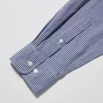 Uniqlo Extra Fine Cotton Broadcloth Checked (Button-down Collar) Men’s Shirts Blue