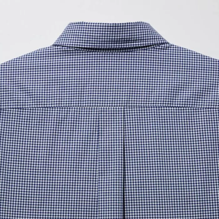 Uniqlo Extra Fine Cotton Broadcloth Checked (Button-down Collar) Men’s Shirts Blue