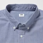 Uniqlo Extra Fine Cotton Broadcloth Long Sleeve Men’s Shirts Blue