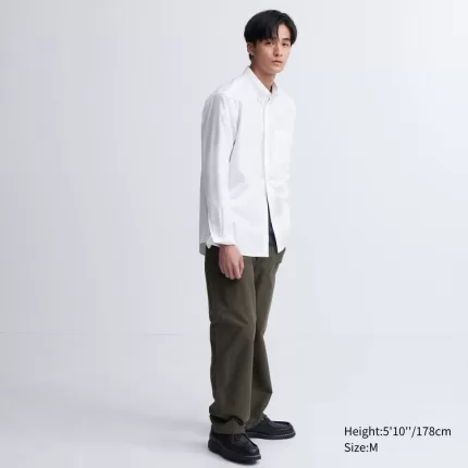 Uniqlo Extra Fine Cotton Broadcloth Long Sleeve Men’s White Shirts