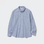 Uniqlo Extra Fine Cotton Broadcloth Regular Fit (Button-down Collar) Men’s Blue Shirts